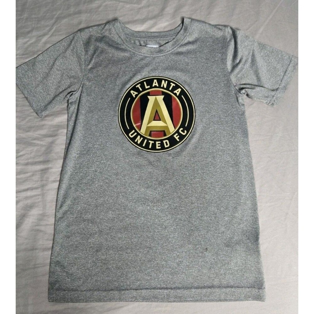 MLS Atlanta United FC Boys L 12/14 Gray Short Sleeve Graphic Logo T-Shirt